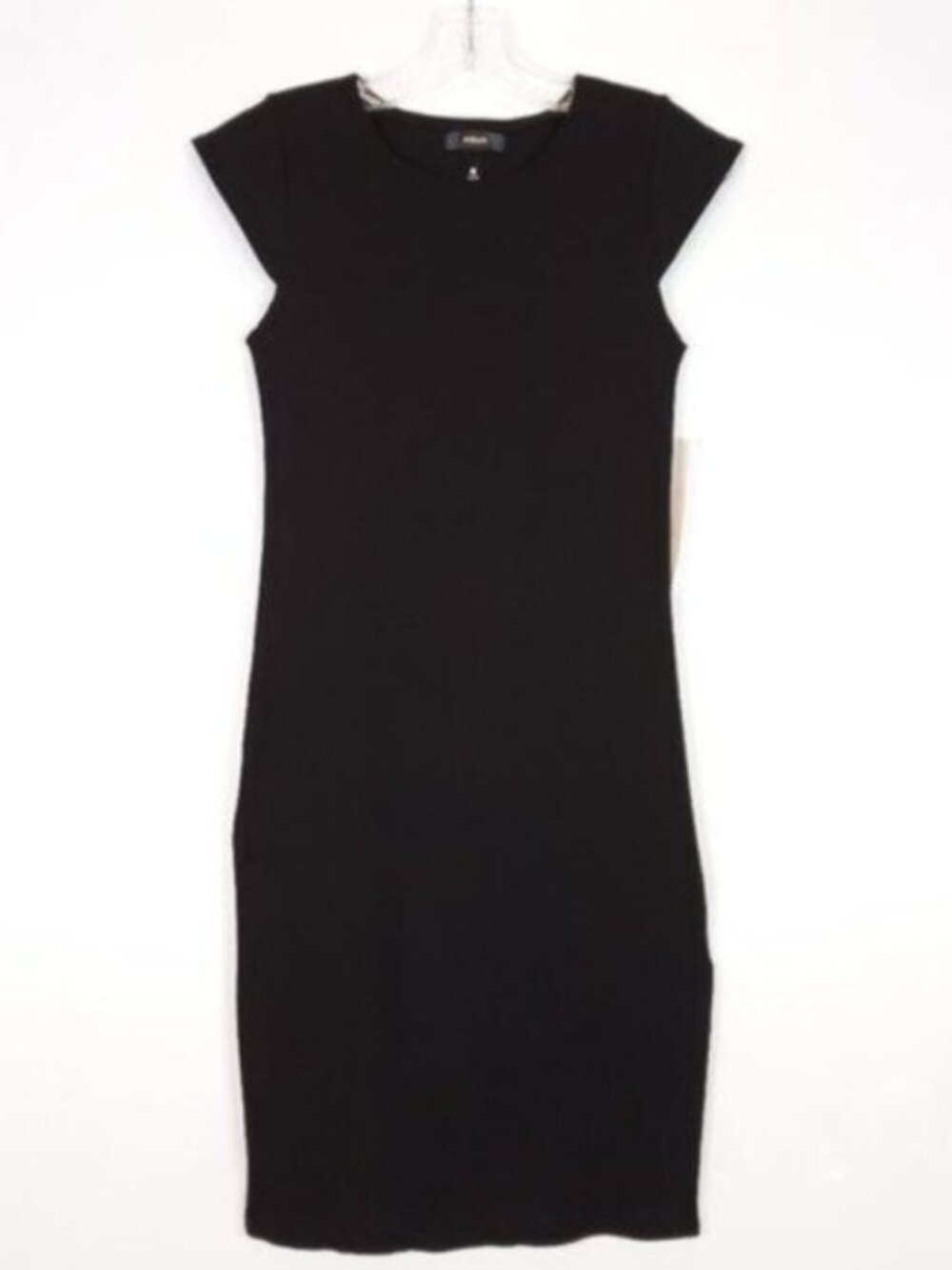 AQUA Black Cap Sleeve Midi Dress Size S